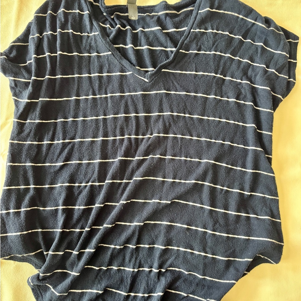 Francesca's Collections Navy and White Striped Tee